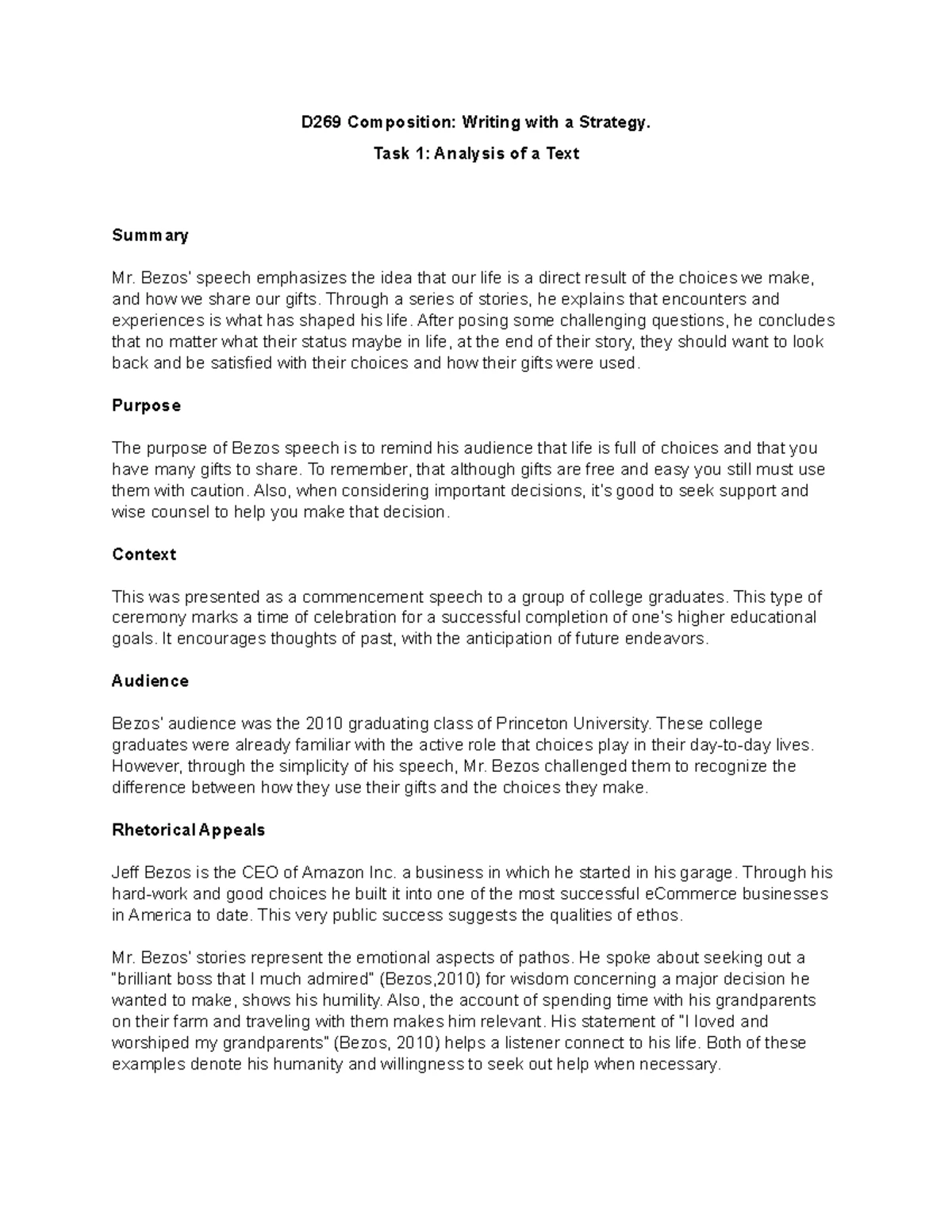 D082 Task 2 WGU - Personal Core Values and Company Alignment Analysis ...