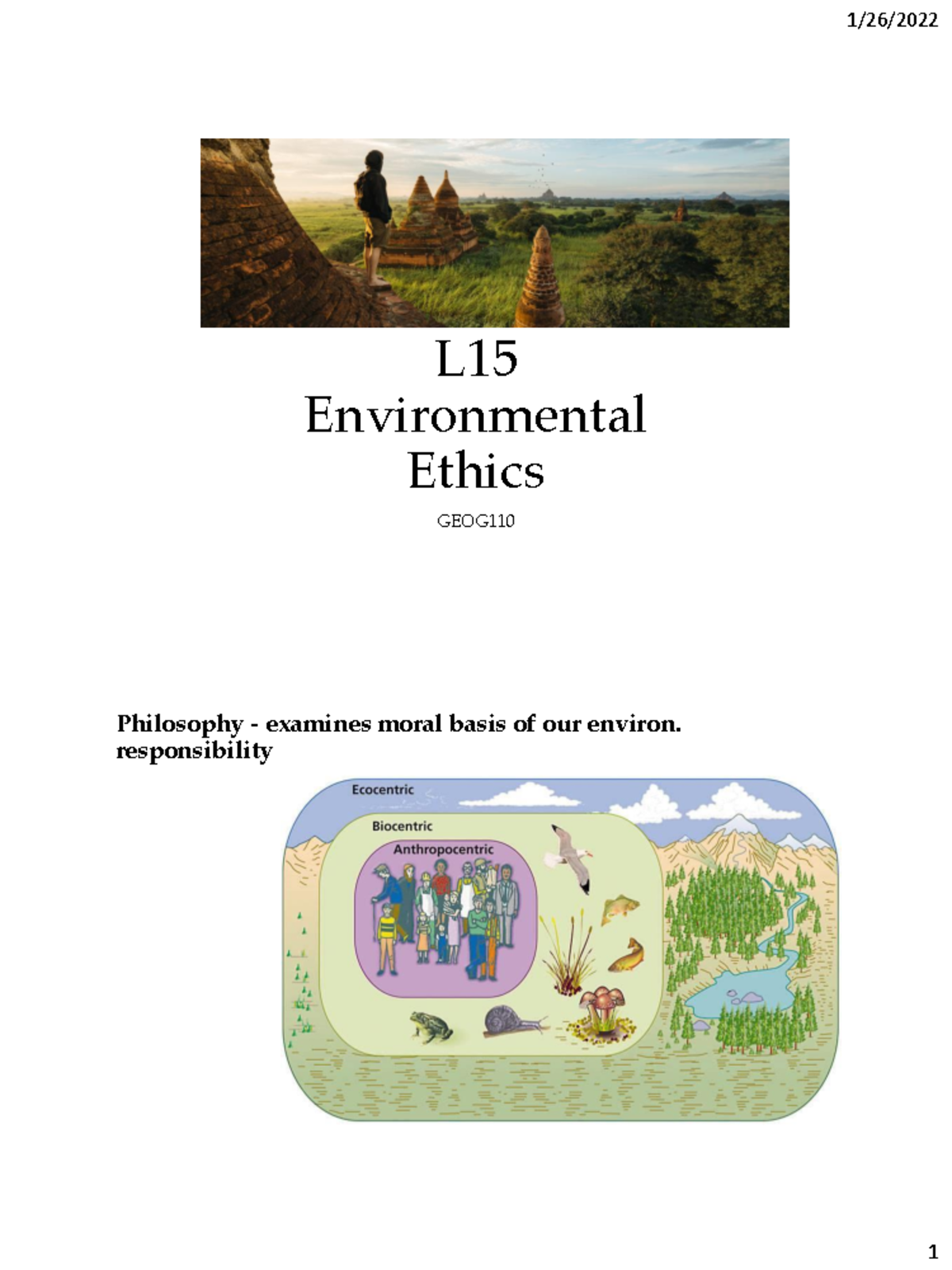 L15 GEOG Environmental Ethics Study Guide: Perspectives on Nature - Studocu