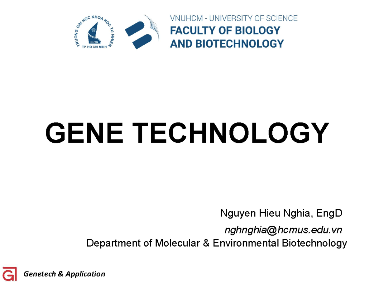 GENE TECHNOLOGY: DNA Introduction & Transformation Techniques (KTG B5 ...