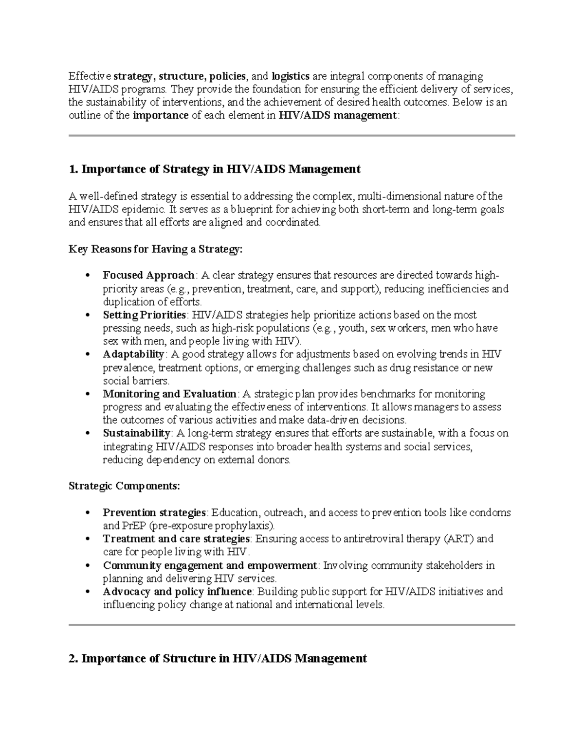 HIV Management: Strategies, Structure, Policies & Logistics Overview ...