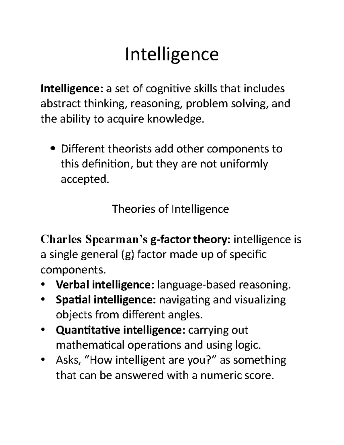 Chapter 10 - Understanding Intelligence Theories and Models - Studocu