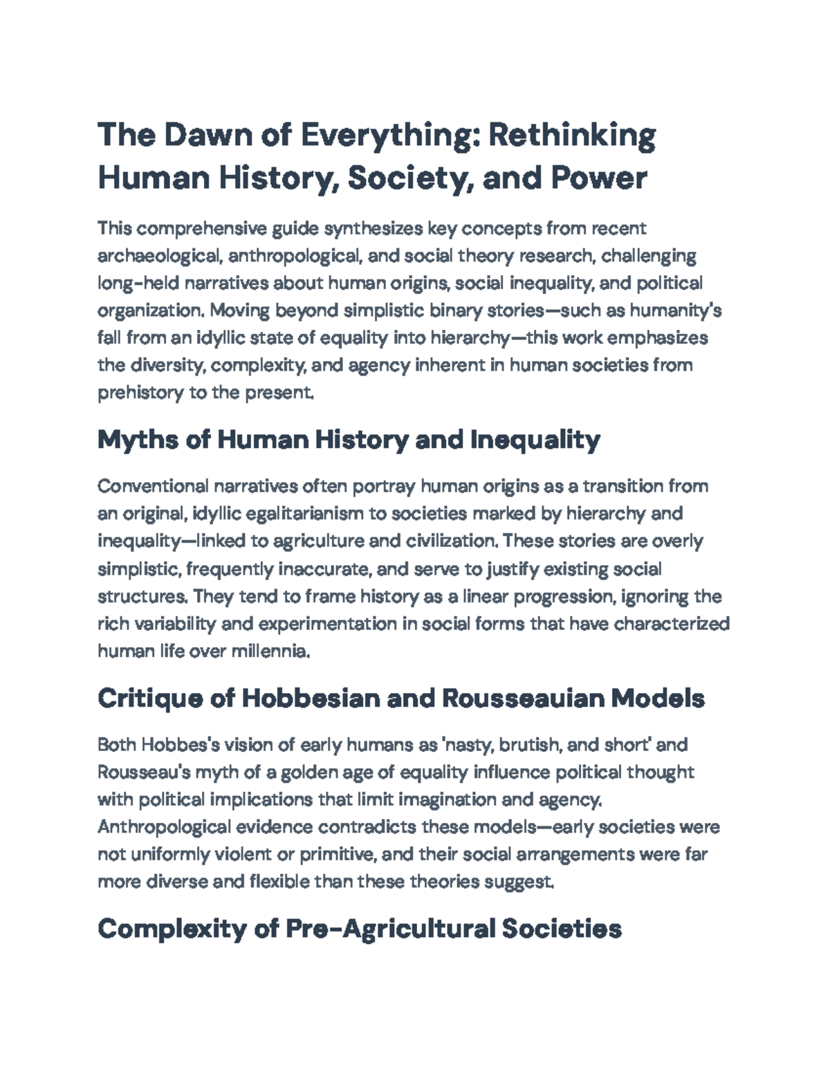 The Dawn of Everything: Rethinking Human History and Power - Studocu