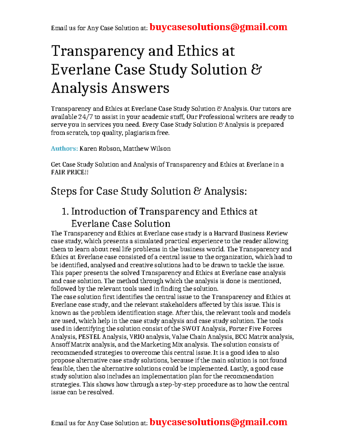 Case Solution Transparency and Ethics at Everlane - Transparency and ...