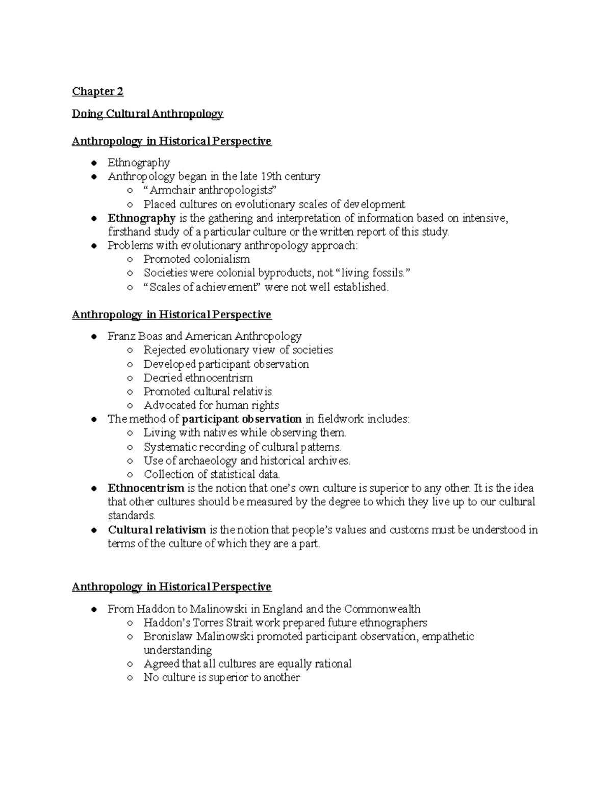 Kathleen Stephens SSA 101 Chapter 2 Notes - Chapter 2 Doing Cultural ...