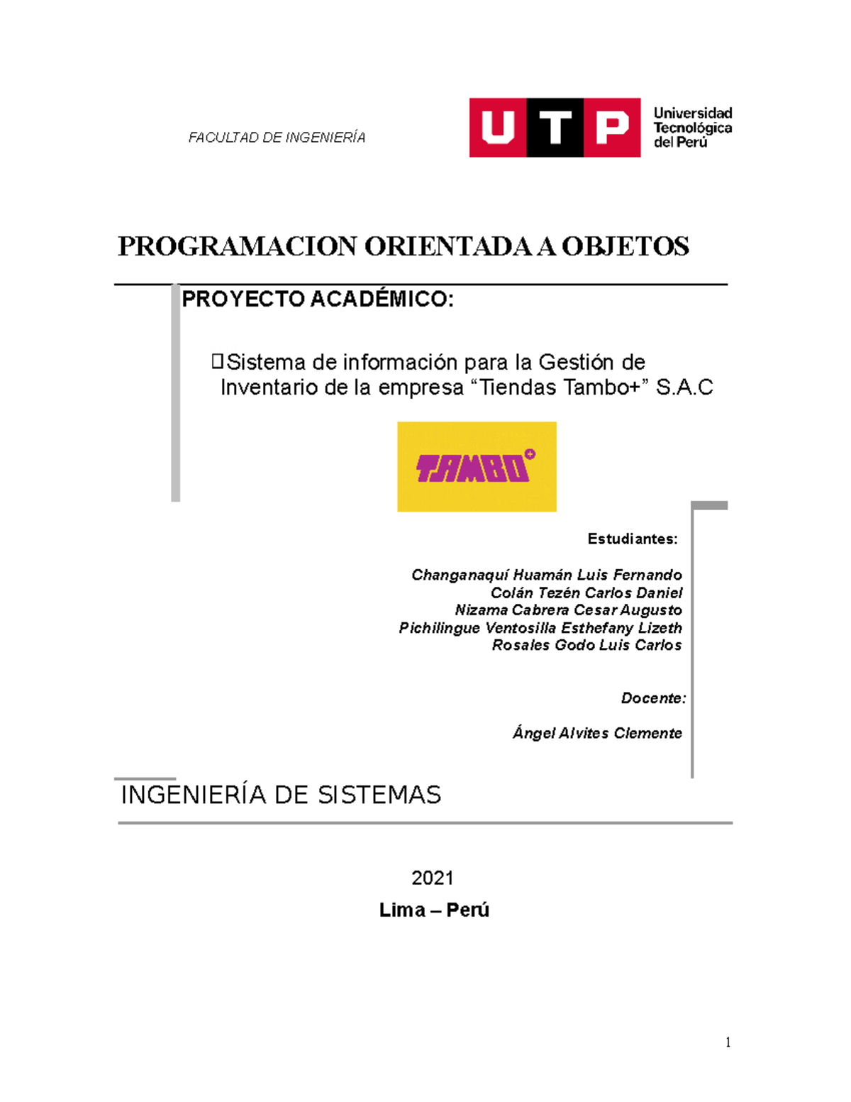 Proyecto POO - Sistema de Información para Gestión de Inventarios S.A.C. - Document Preview