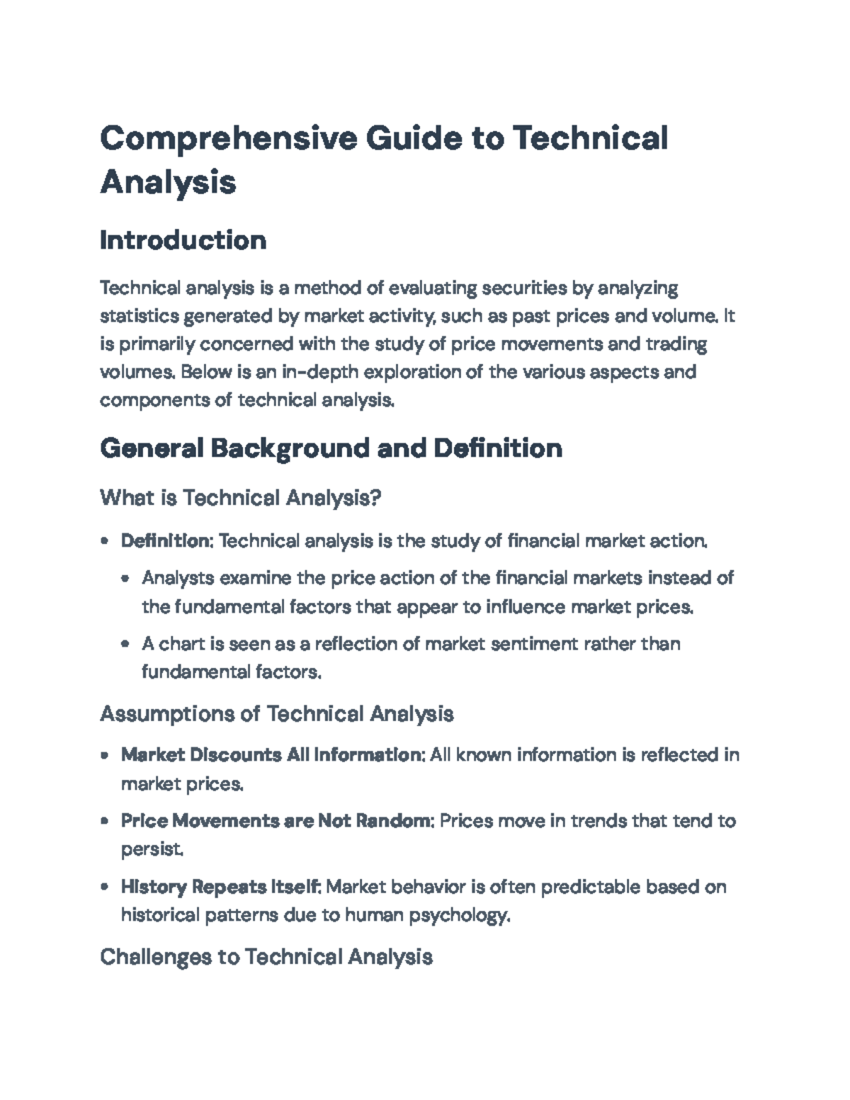 Comprehensive Guide to Technical Analysis (FIN 301) - Comprehensive ...