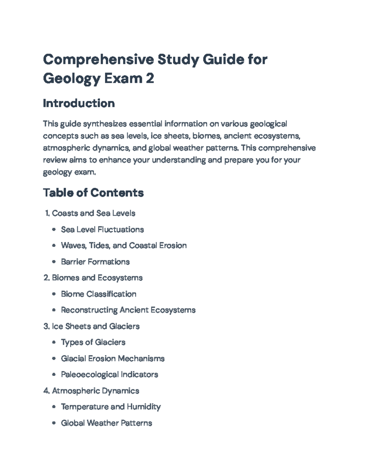 Geology Exam 2 Study Guide: Key Concepts for Effective Review - Studocu