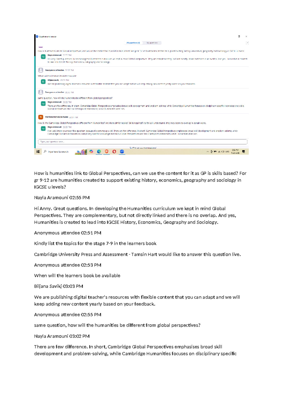 How is humanities link to Global Perspectives - Great questions. In ...
