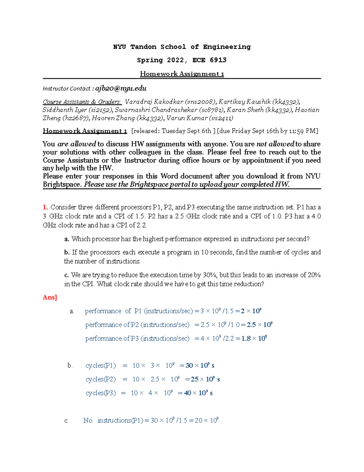 HW 1 ECE 6913 Solutions - NYU Tandon School of Engineering Spring 2022 ...