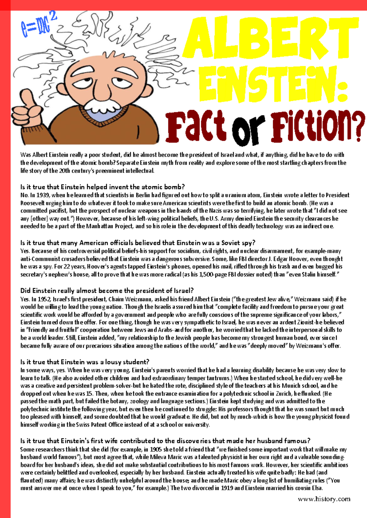 Albert Einstein Comprehension