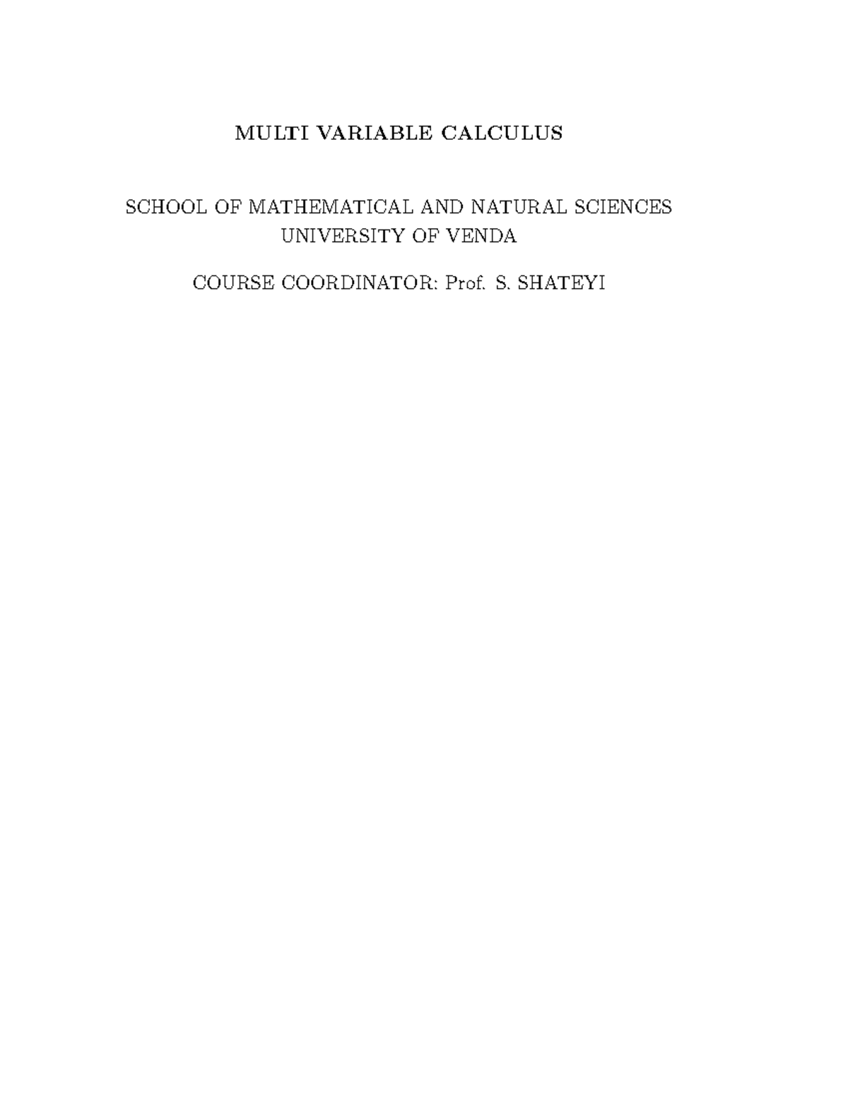 MAT2142: Multivariable Calculus Comprehensive Study Notes - Studocu