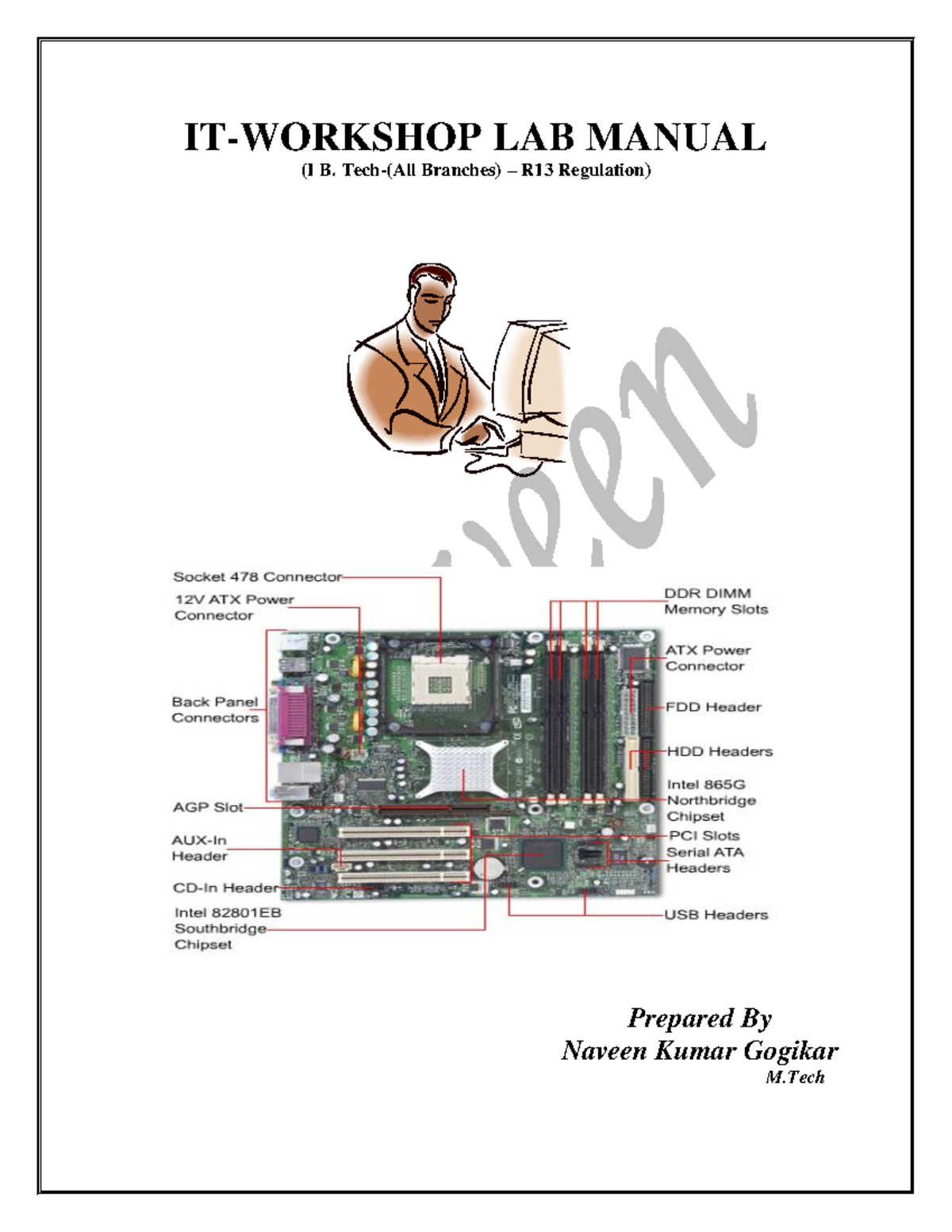 IT-WORKSHOP LAB MANUAL: Tasks on PC Hardware & Software (I B. Tech R13 ...