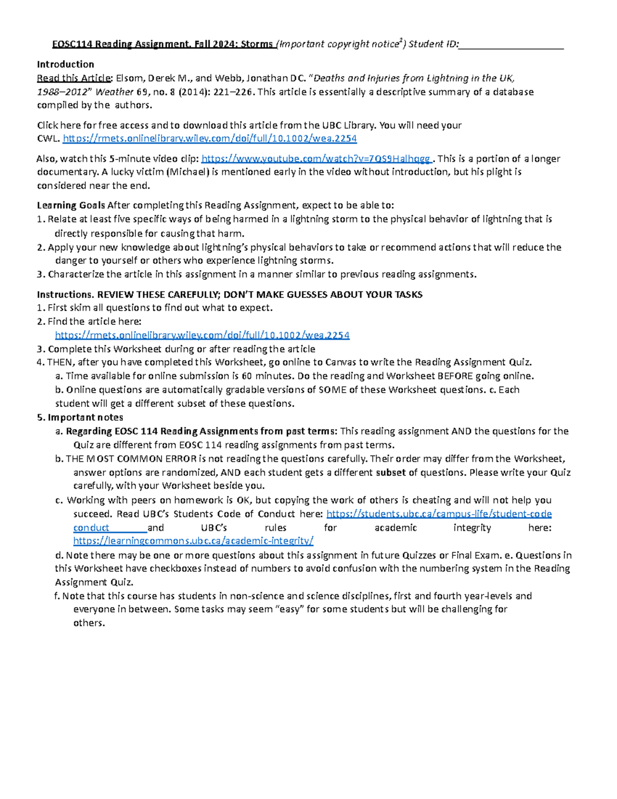 EOSC114 Reading Assignment: Understanding Lightning Hazards and Safety ...