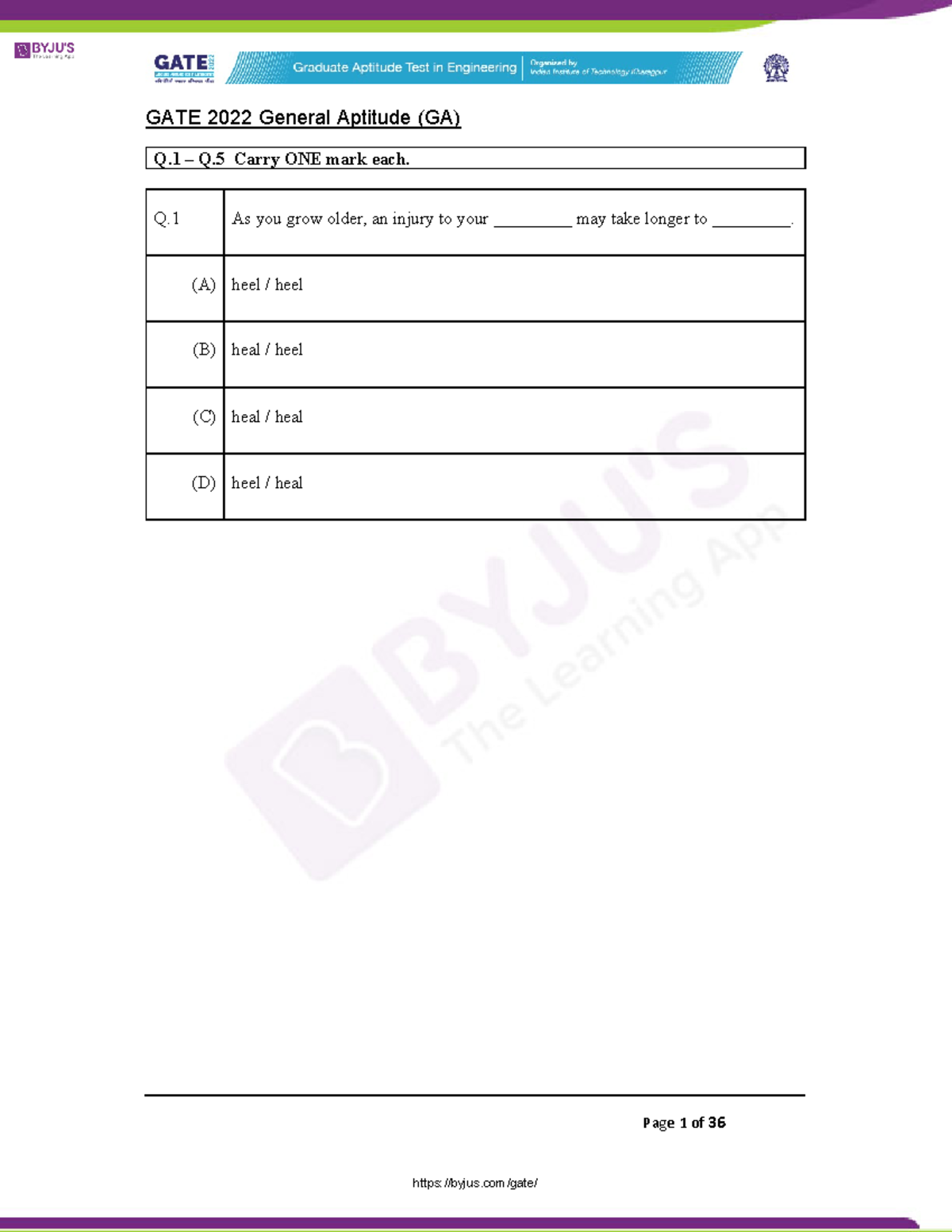 GATE 2022 EE General Aptitude & Electrical Engineering Questions - Studocu