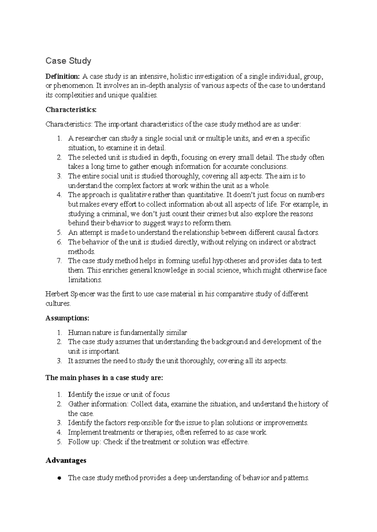 RM Module 4 - Research notes - Case Study Definition: A case study is ...