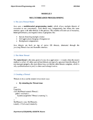 Object Oriented Programming with Java - BCS306A - VTU - Studocu
