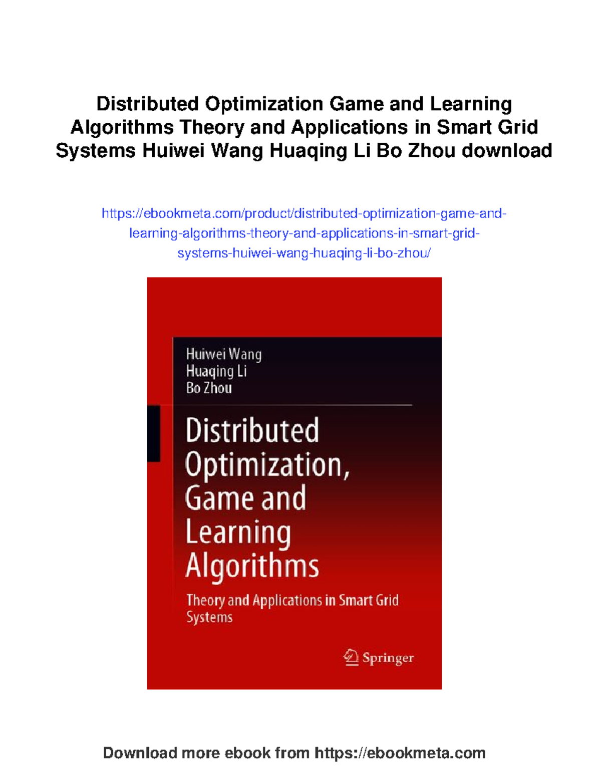 Distributed Optimization and Learning Algorithms in Smart Grid Systems ...