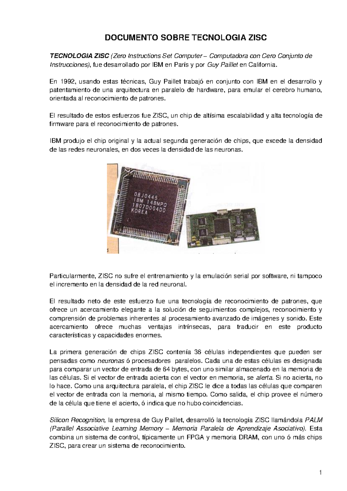 Tecnología ZISC: Avances en Reconocimiento de Patrones y Aplicaciones ...