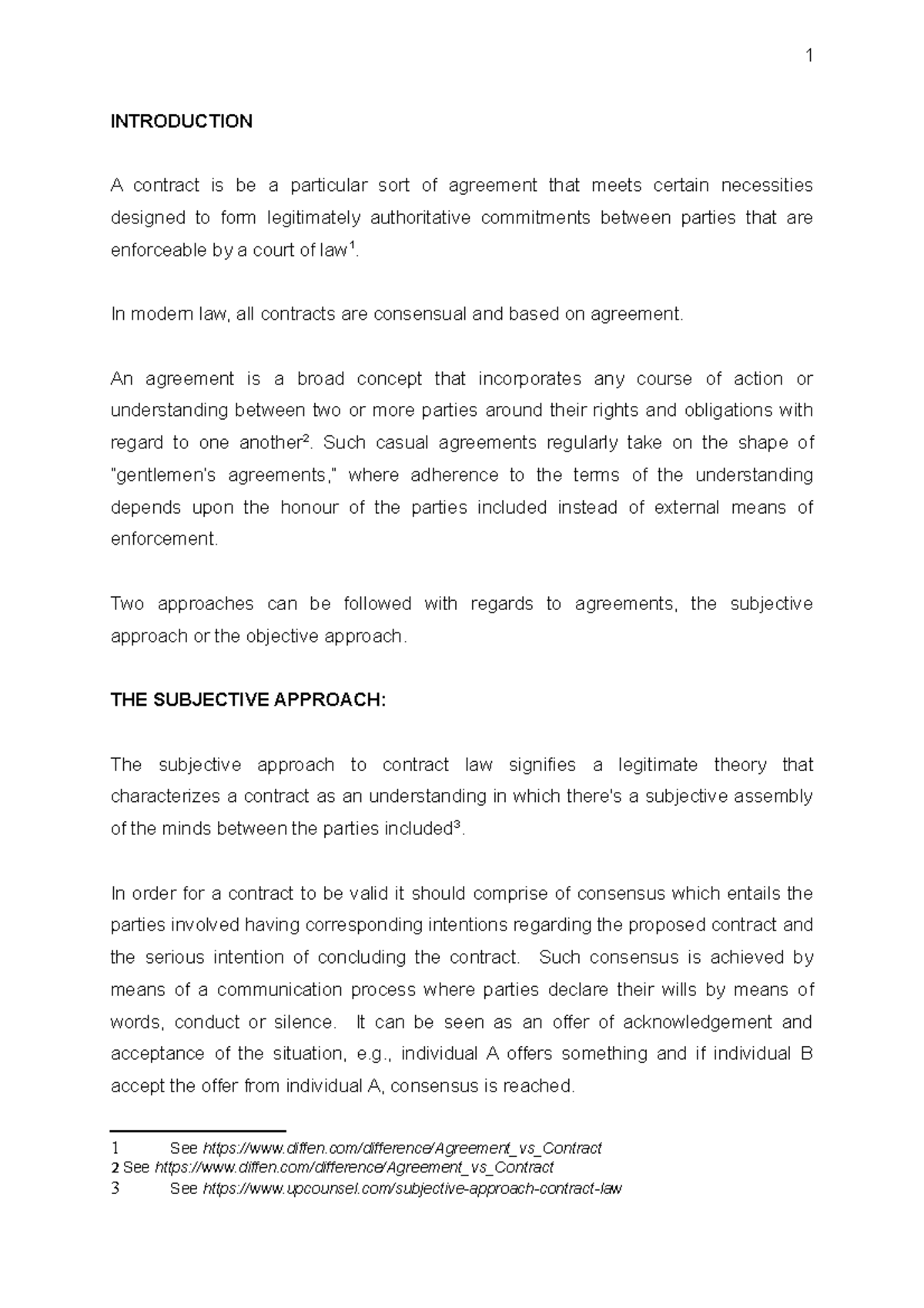Contract Law Assignment 1: Understanding Approaches & Case Studies ...