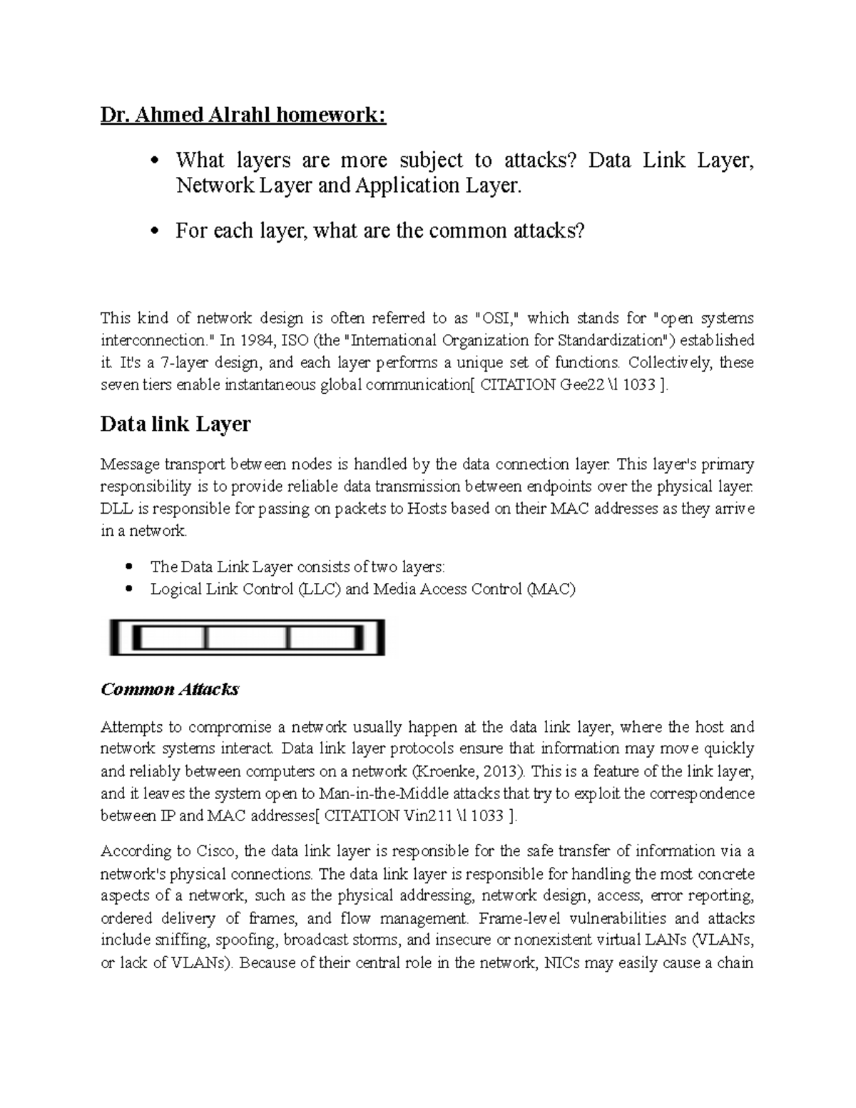 Homework: Cyber Attacks on OSI Layers - Data Link, Network, Application ...