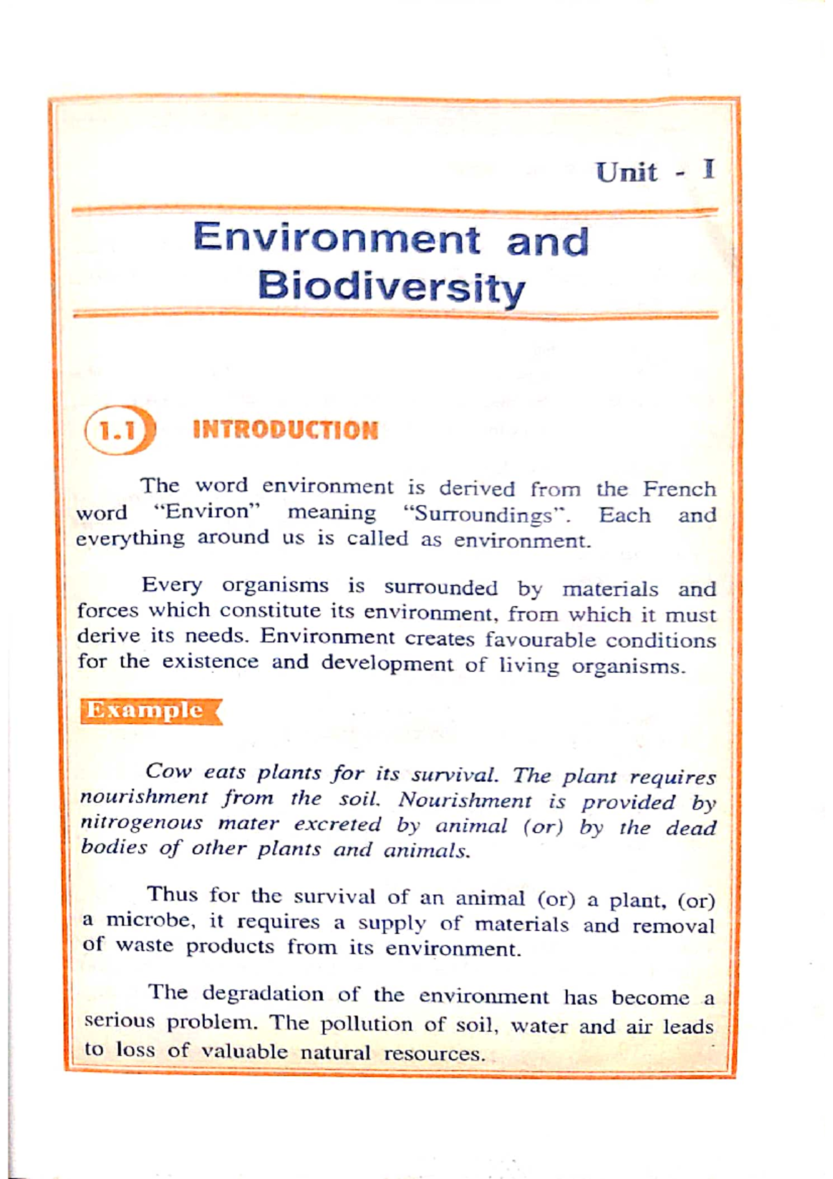 EVS - Unit 1 - Environment and Biodiversity Overview - Studocu