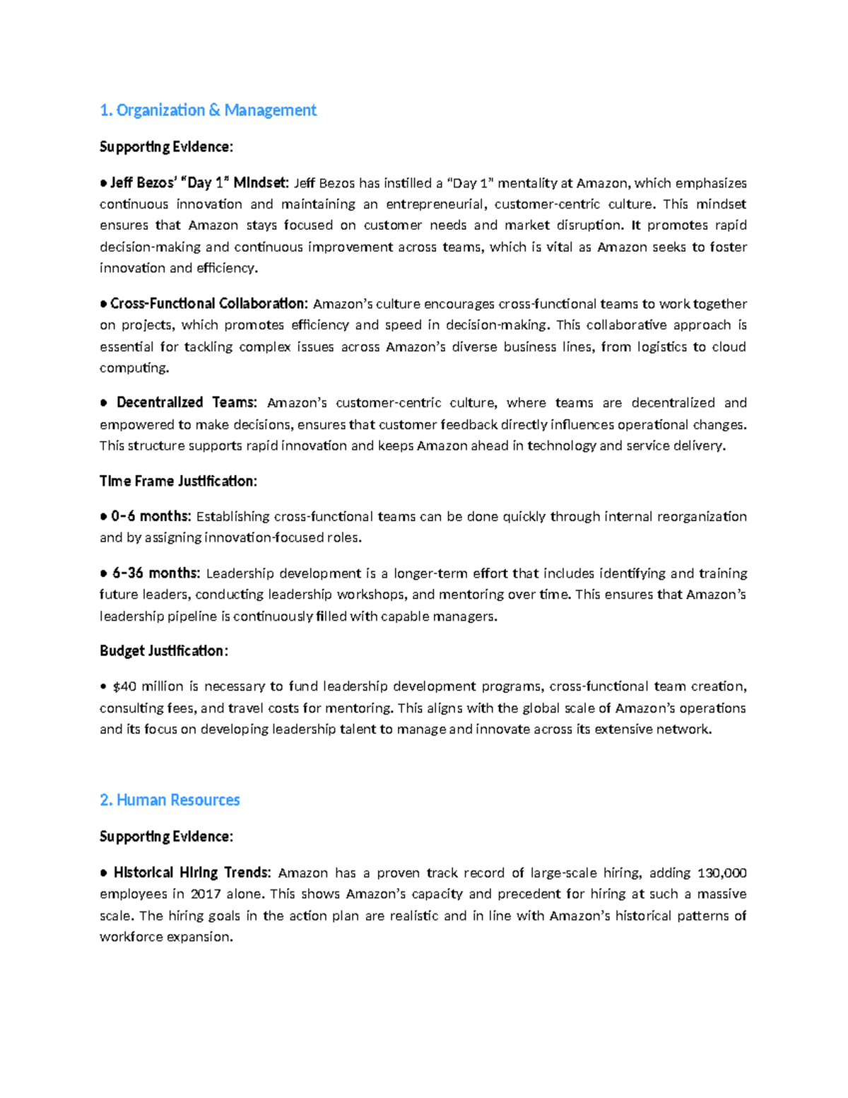 Supporting Evidence for Action Plan: Organizational Strategies and ...