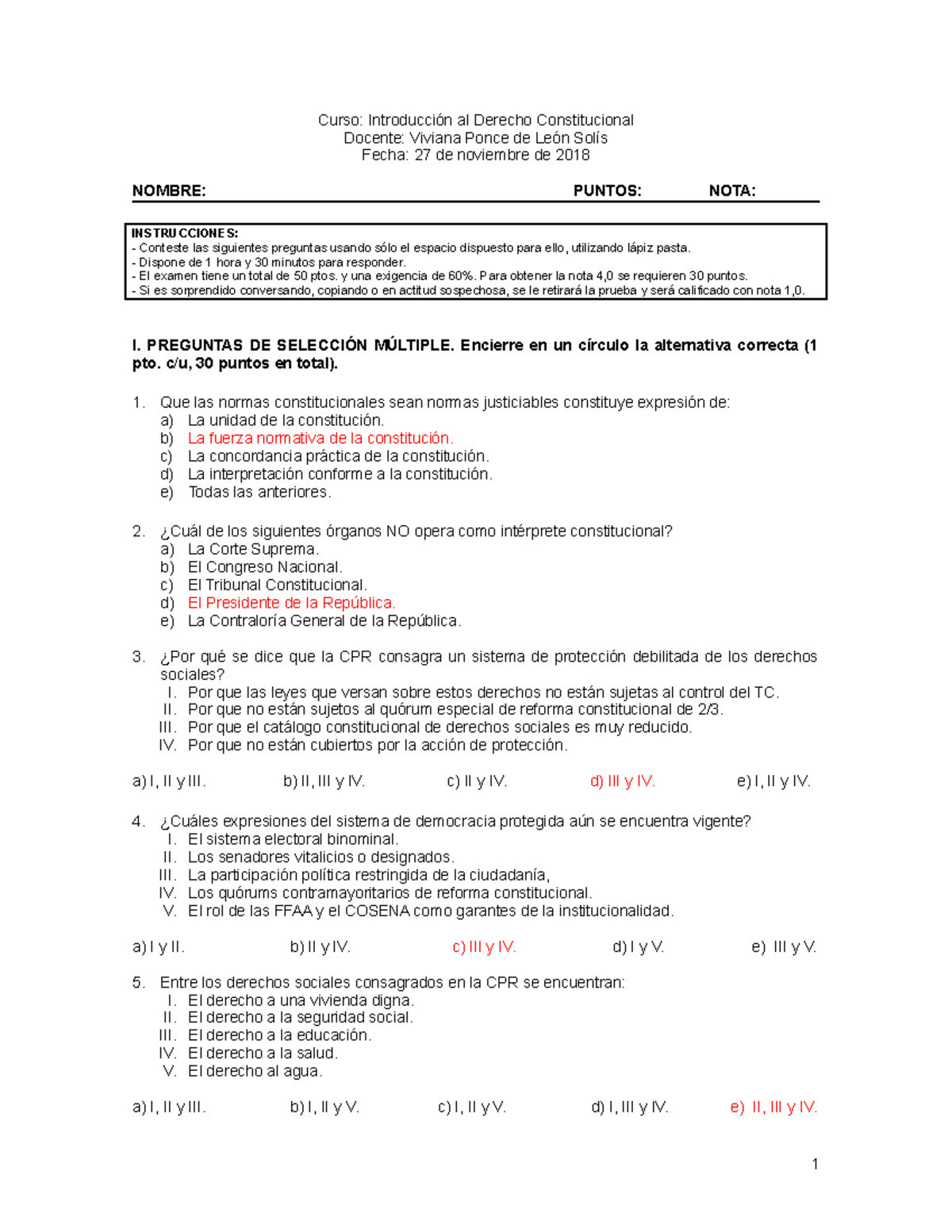 Examen Final de Introducción al Derecho Constitucional 2018 - Studocu