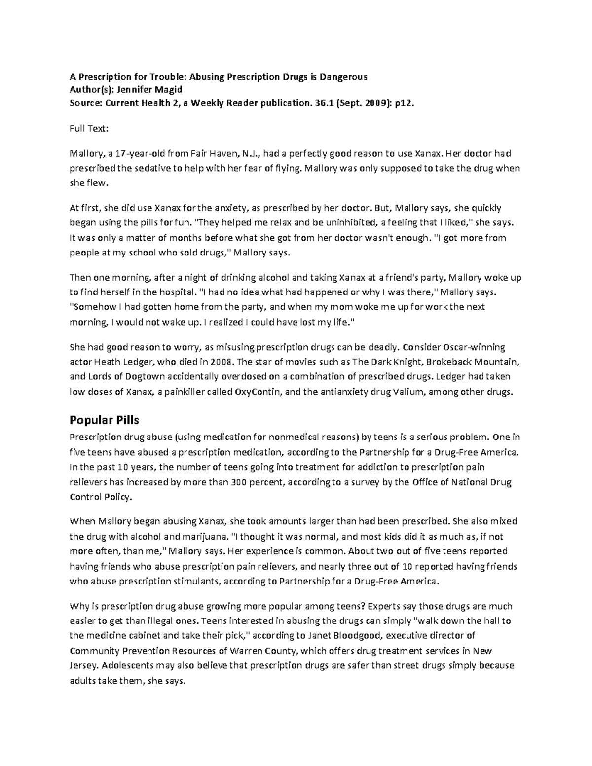 Drug Abuse Struggles: A Case Study on Prescription Misuse - Studocu