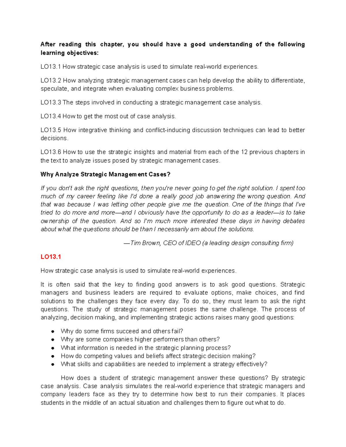 Chapter 13: Strategic Management Case Analysis Insights & Techniques ...