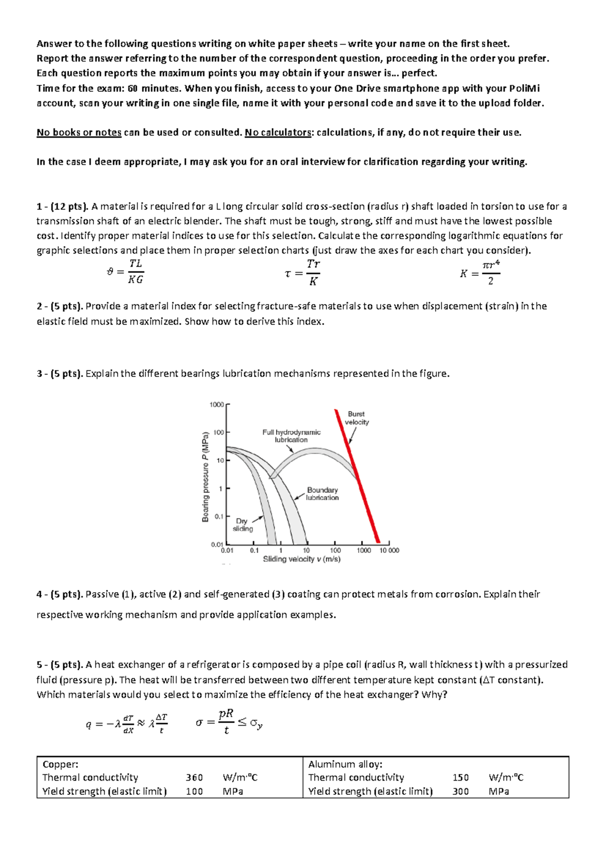 Online Exam Answers - 15/02/2021 - Material Selection & Mechanics - Studocu