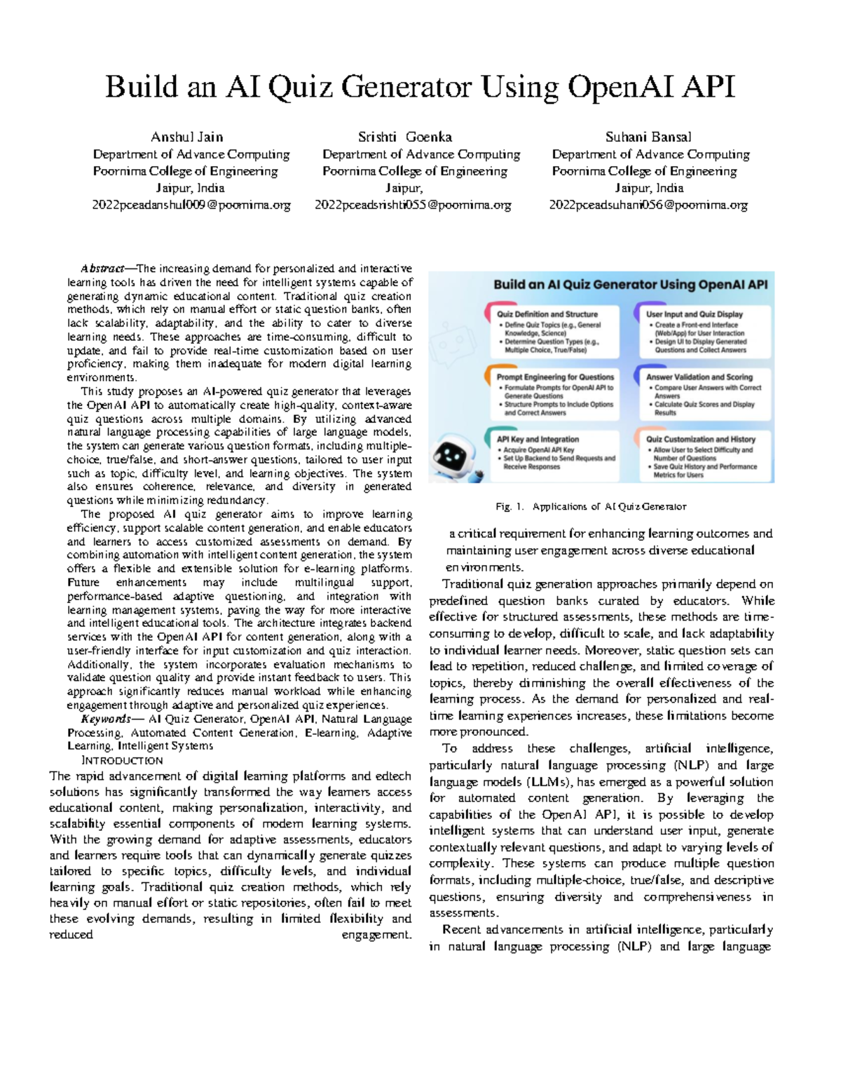 AI Quiz Generator Using OpenAI API: A Study on Automated Assessment ...