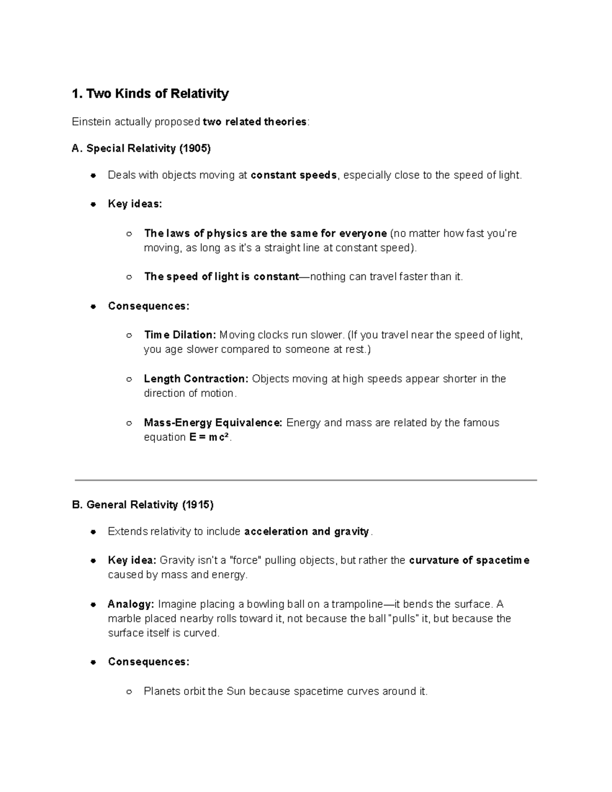 Theory of Relativity: Special & General Concepts Explained - Studocu