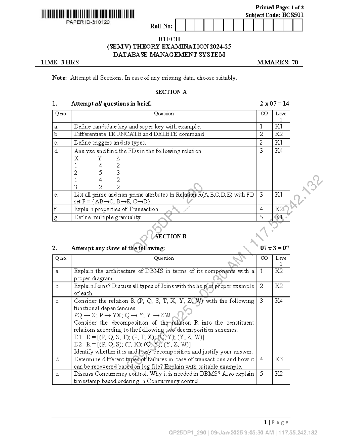 BCS501 - Database Management System Theory Exam Notes - Studocu