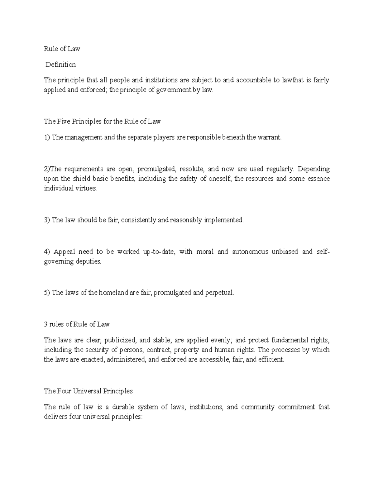 Rule of Law Notes: Principles and Separation of Powers in Governance ...