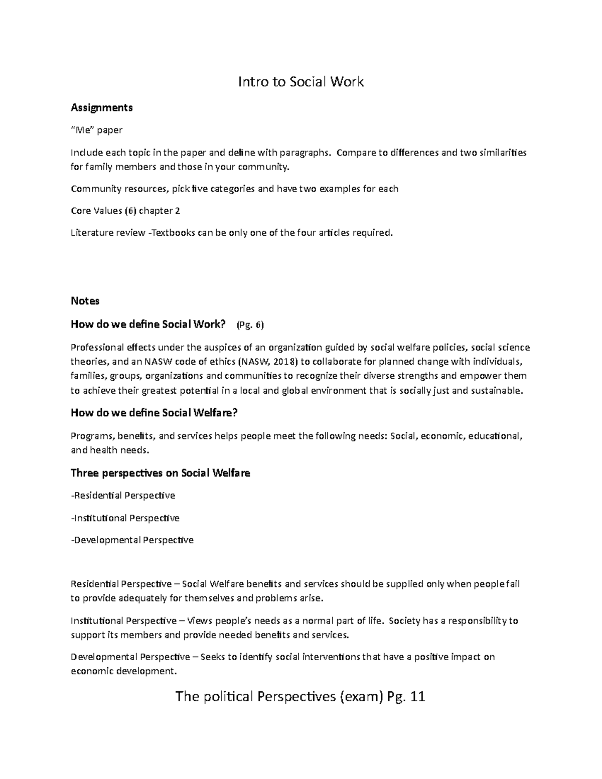Introduction to Social Work Concepts - Notes for SWK 101 - Studocu