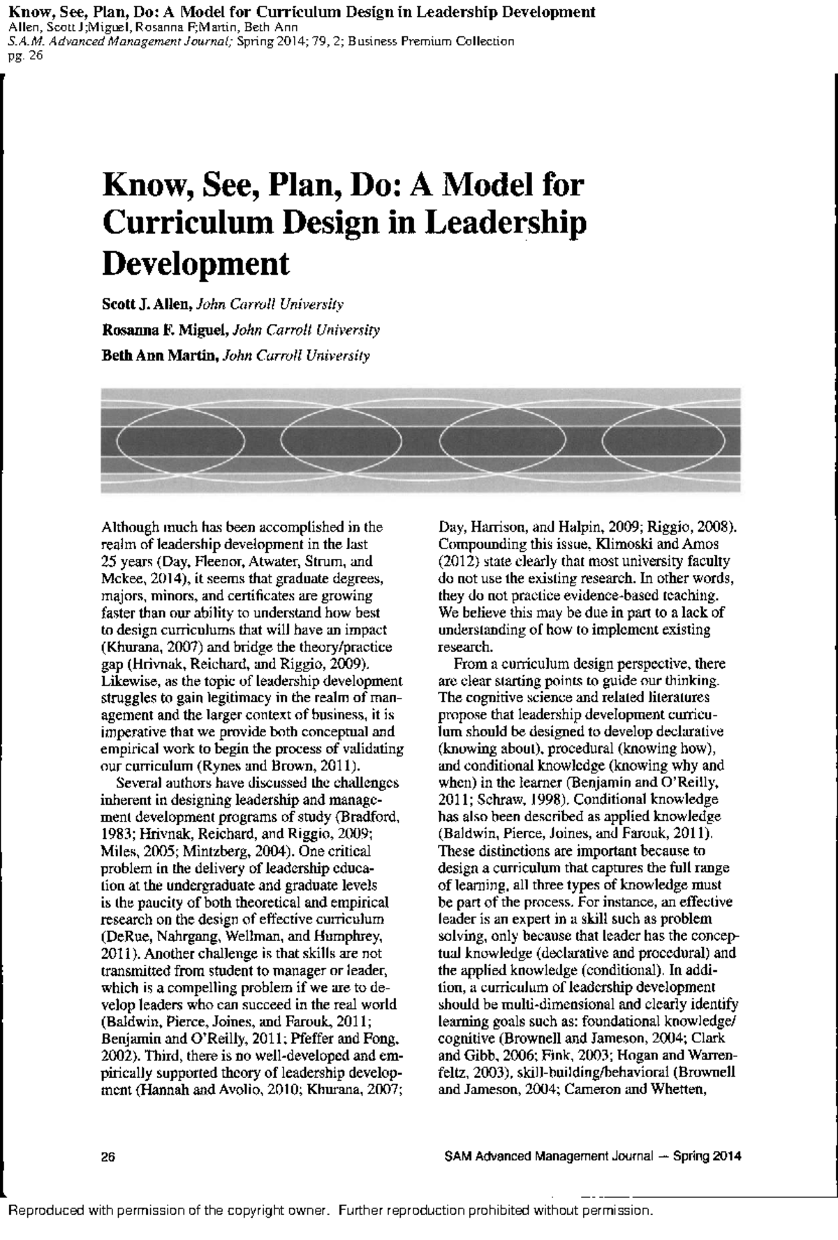KSPD Model for Curriculum Design in Leadership Dev. (AM 79) - Studocu