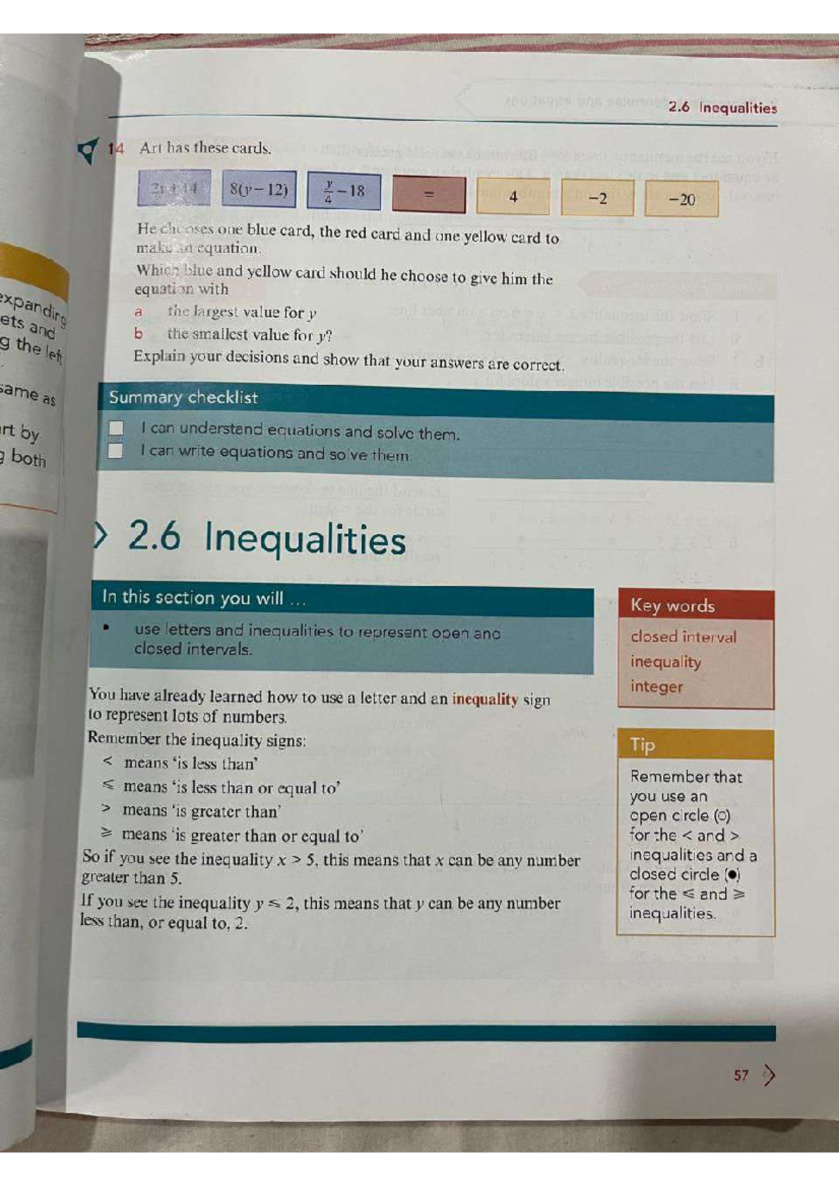 Inequalities Calculations and Concepts - Math 101 Quiz Preparation ...