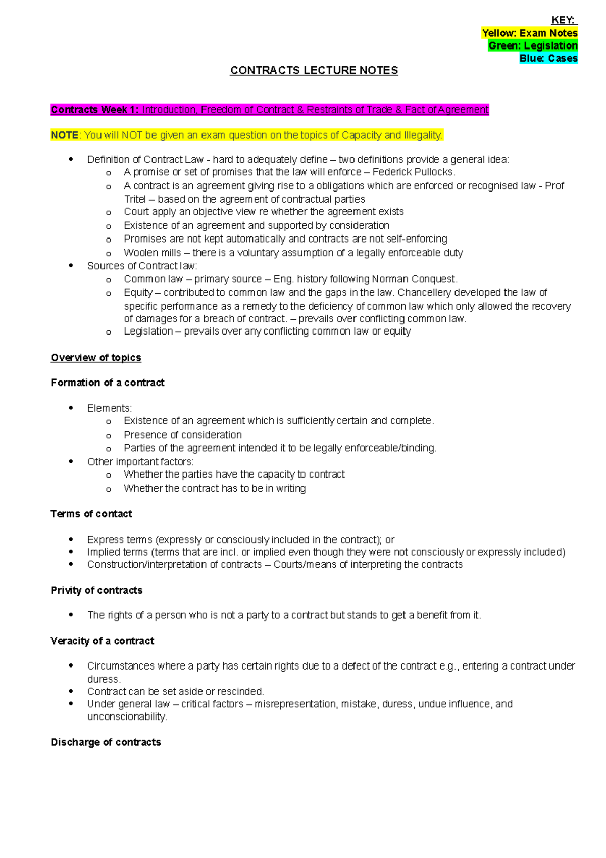 Contracts Lecture Summary Notes - LPAB Examination Insights - Studocu
