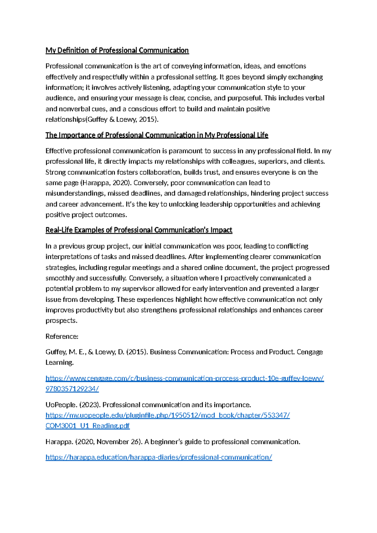 My Definition of Professional Communication - My Definition of ...