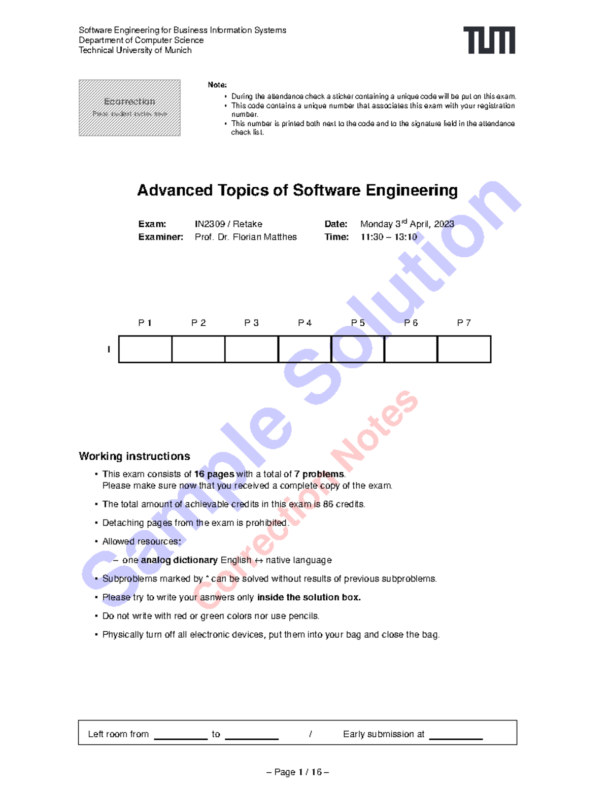 Advanced Topics in Software Engineering Retake Solutions (ASE) - Document Preview
