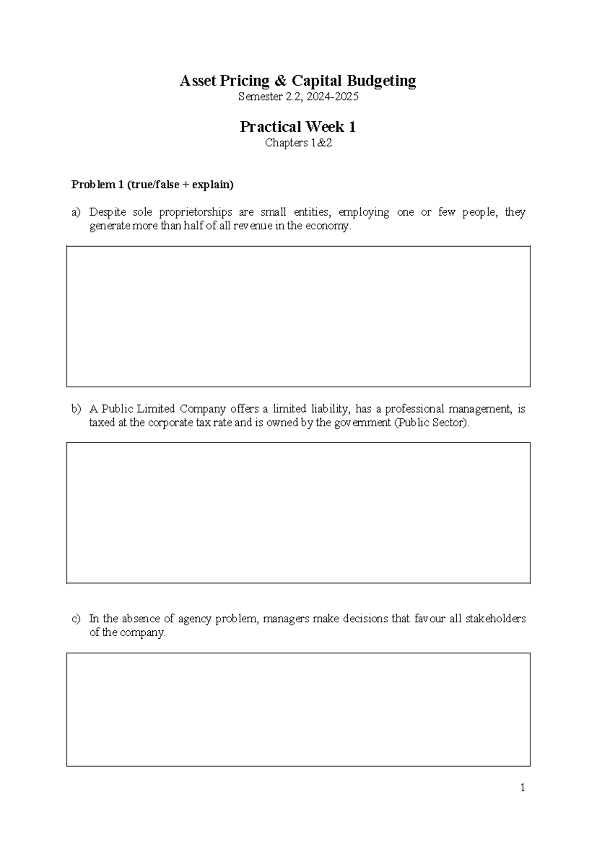 2024-2025 AP&CB Practical Week 1: Asset Pricing & Capital Budgeting ...
