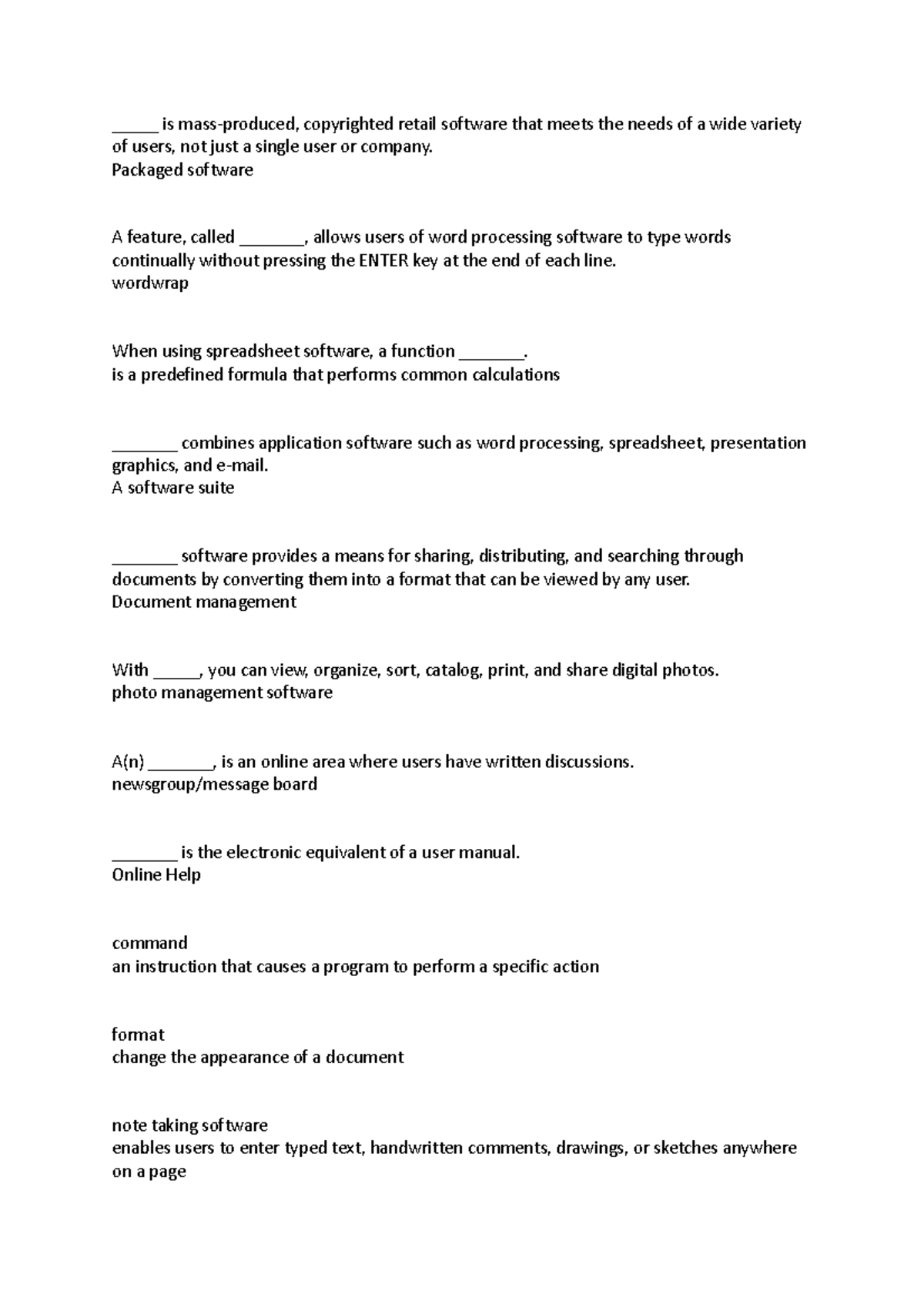Chpt 3A - Practice Material with Answers for Software Concepts - Studocu