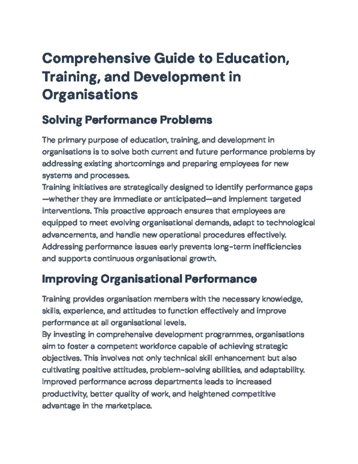 Comprehensive Guide to Training & Development for Performance ...