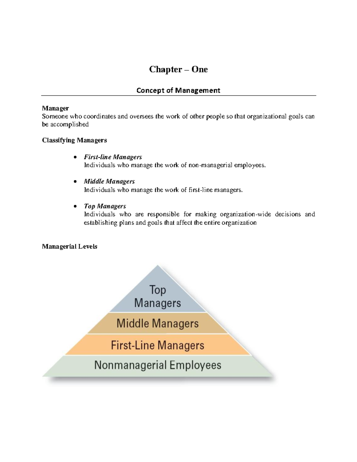MGT101: Chapter 1 - Overview of Management Concepts and Roles - Studocu