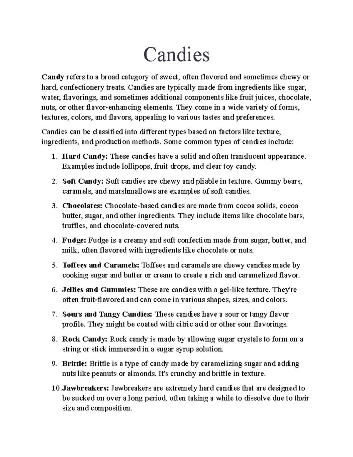 Candy Types and Making Techniques: A Comprehensive Guide - Studocu