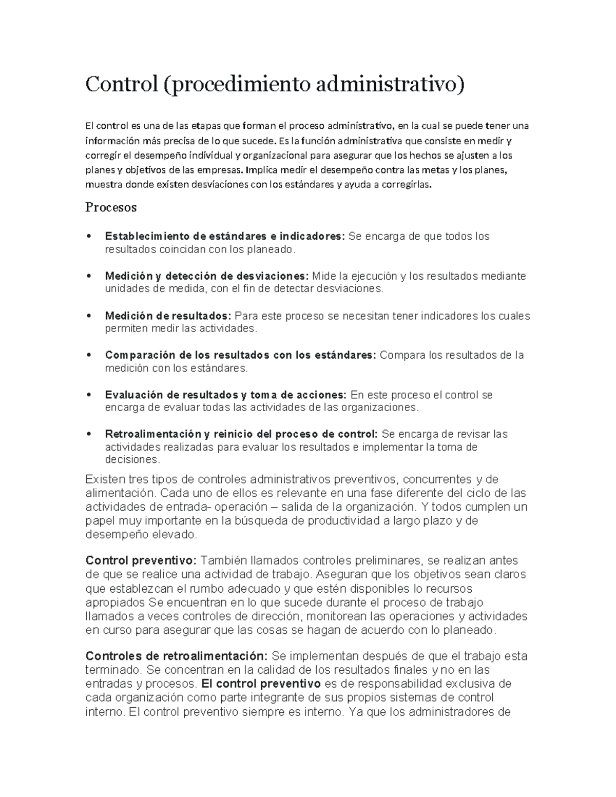 Control Administrativo: Procedimientos y Estándares - APUNTES Y MAS ...