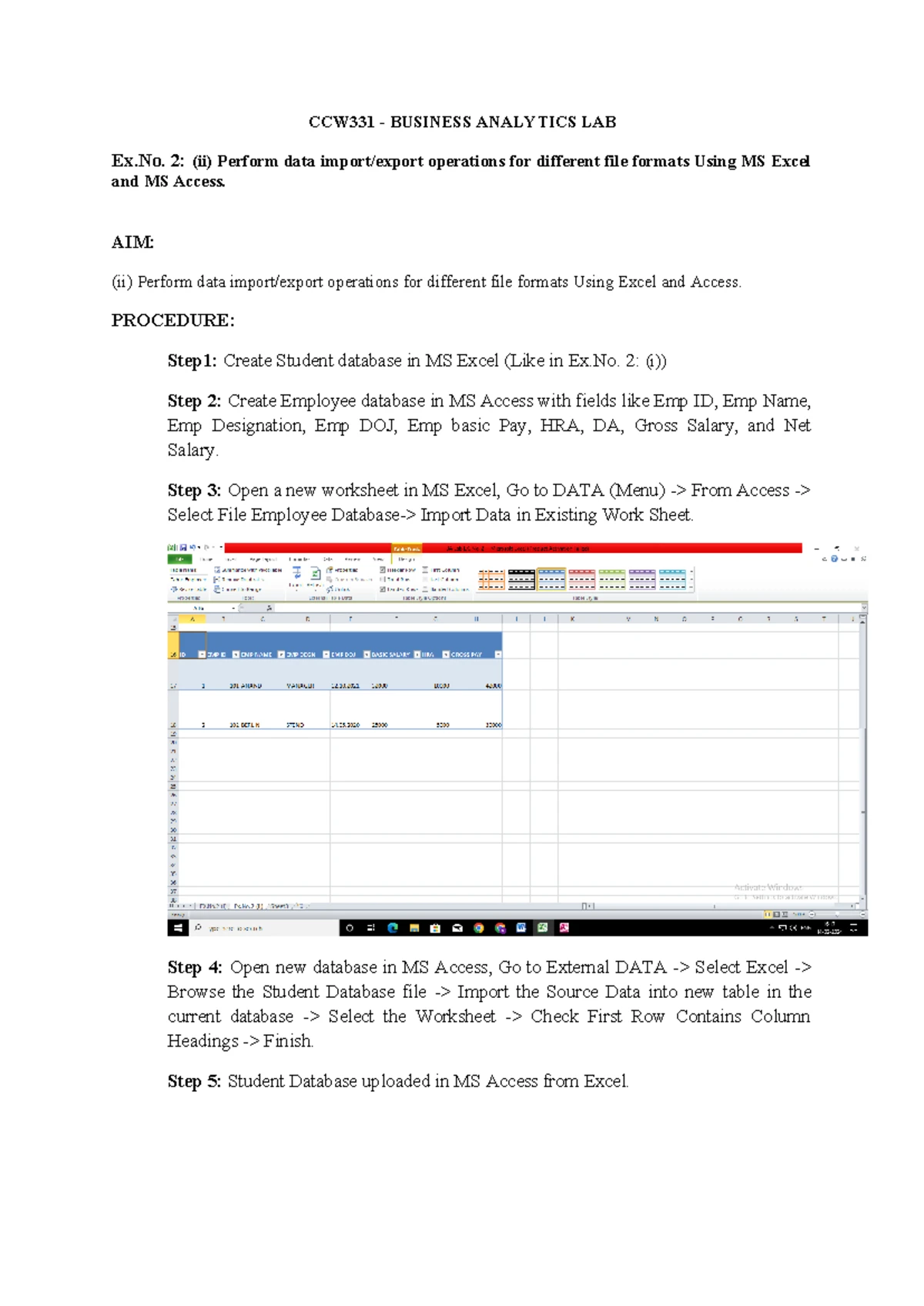 BA LAB Ex.No.2 (i) Procedure - CCW331 - BUSINESS ANALYTICS LAB Ex. 2 ...