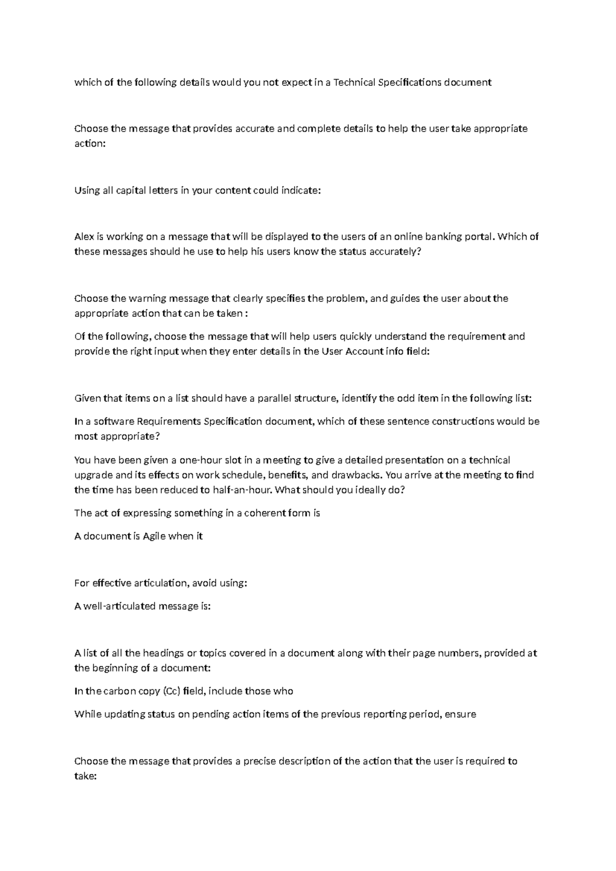 Technical Specifications Document Insights for Agile Projects - Studocu