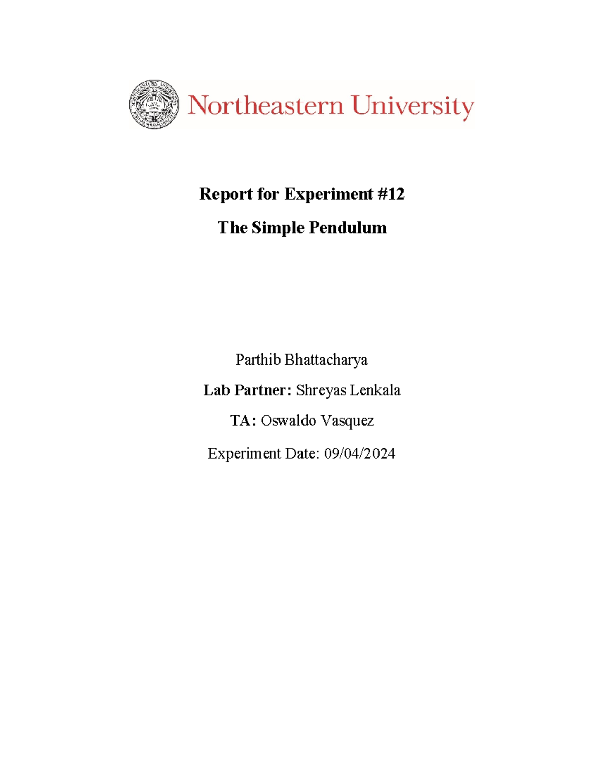 Physics Lab Report 12: Investigating Simple Pendulum Motion - Studocu