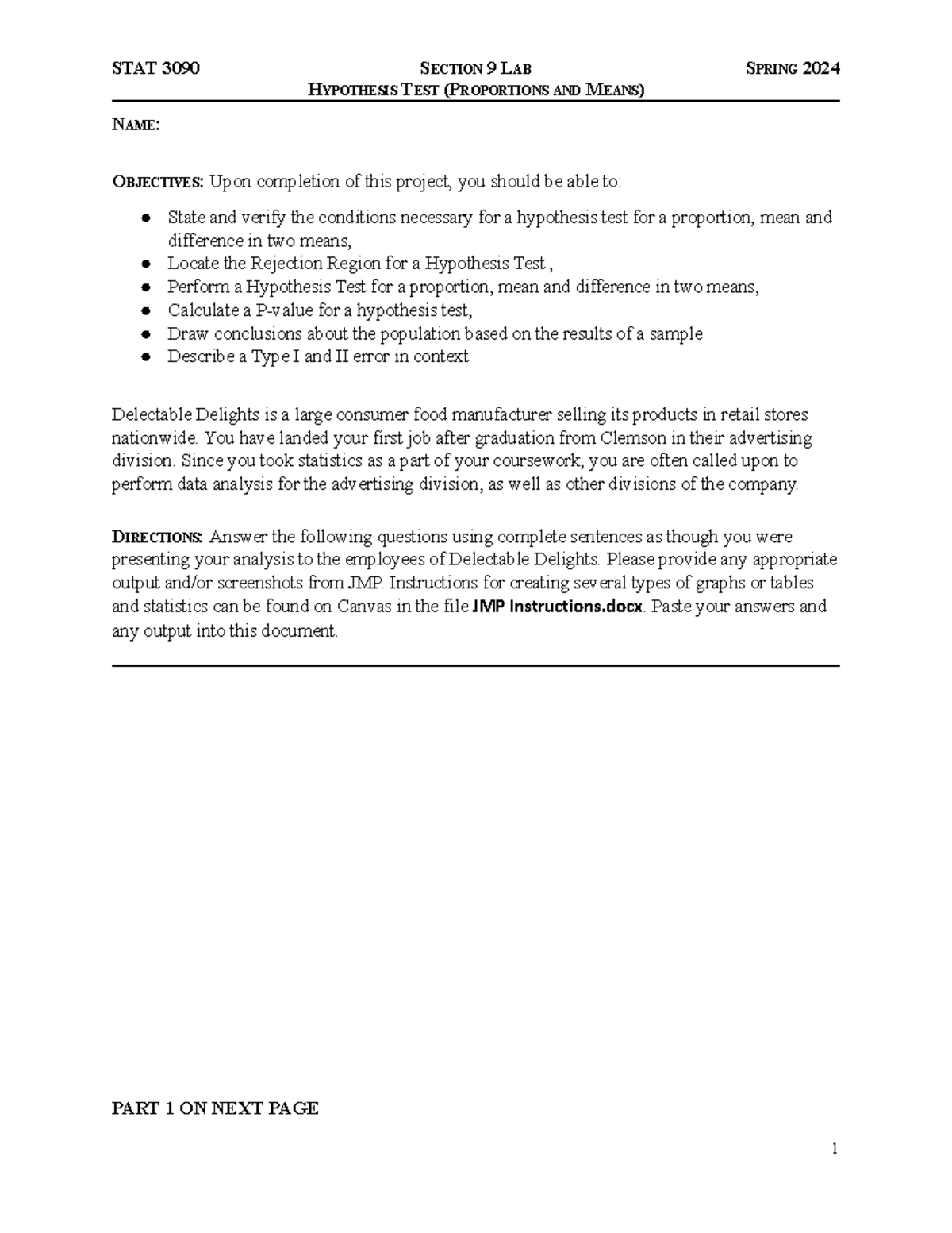 Section 9 Lab: Hypothesis Testing for Proportions and Means - Studocu